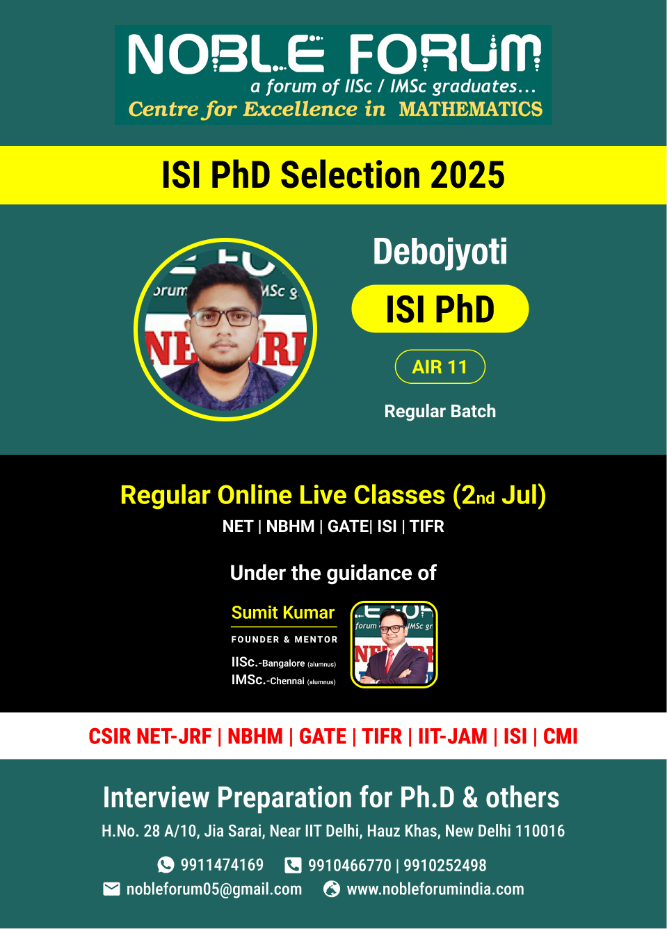 Debojyoti-ISI PhD Selection 2025